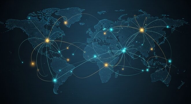 Global Commerce Network: Abstract Supply Chain Logistics - International Business, Connectivity, Trade Routes, Worldwide