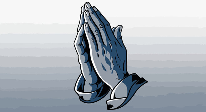 Hands in prayer vector illustration expressing devotion and hope