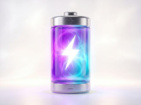Illuminated Battery with Lightning Bolt Symbol and Glowing Energy.