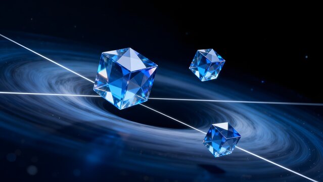 Blue Crystal Cubes in Space