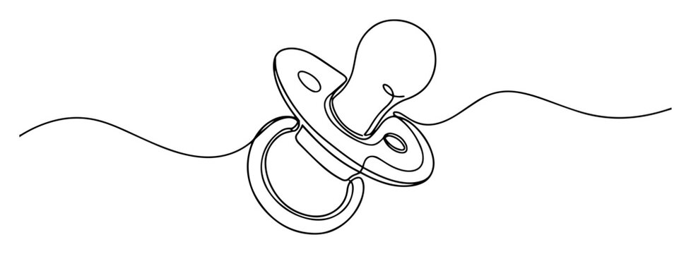 baby pacifier line icon - minimalist vector illustration