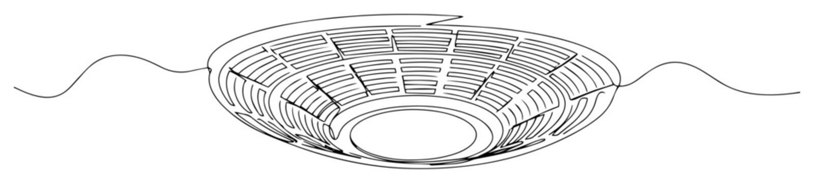 ancient amphitheater top view line icon - minimalist vector illustration
