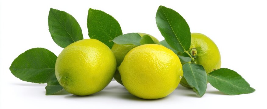 Zesty yellow limes like little suns shine bright against a canvas of white.