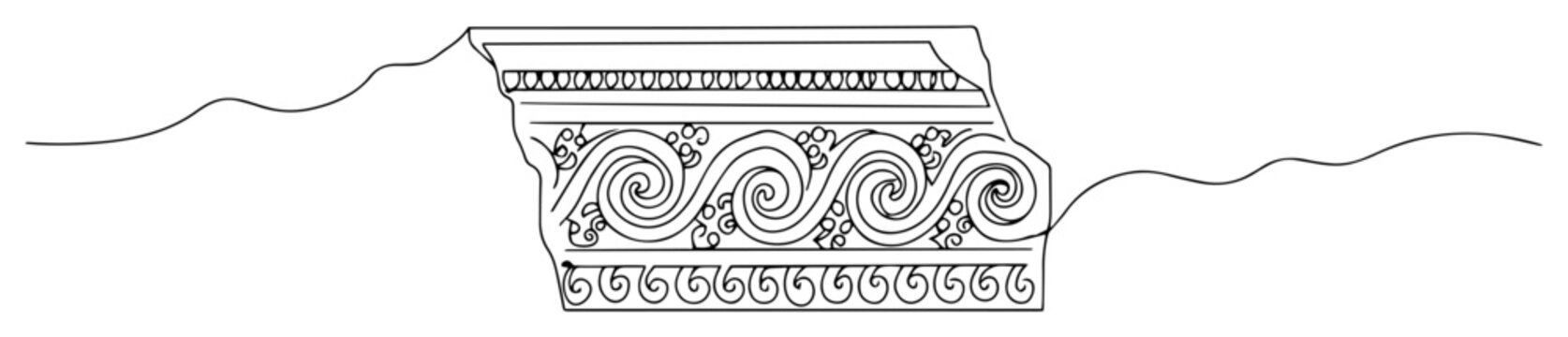 ionic capital column line icon - minimalist vector illustration