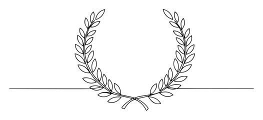 laurel wreath line icon - minimalist vector illustration © Wieslaw