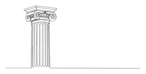 Obraz premium full corinthian column line icon - minimalist vector illustration