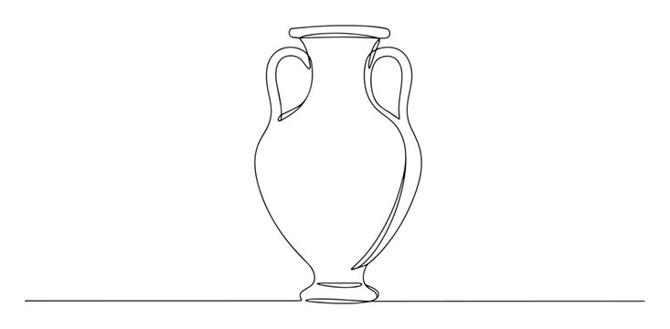 greek amphora vase line icon - minimalist vector illustration