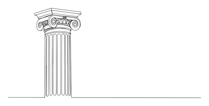 full corinthian column line icon - minimalist vector illustration