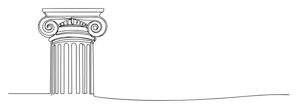 half corinthian column line icon - minimalist vector illustration