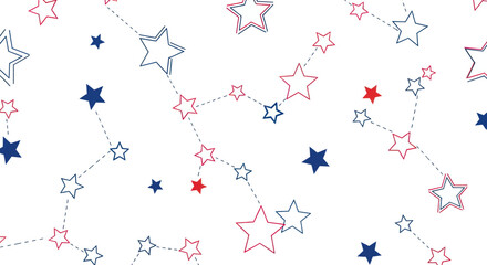 Patriotic red and blue star constellation pattern on white background © Parade