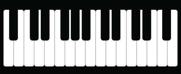 Minimal Piano Keyboard Vector Illustration on Black Background © Tamanna