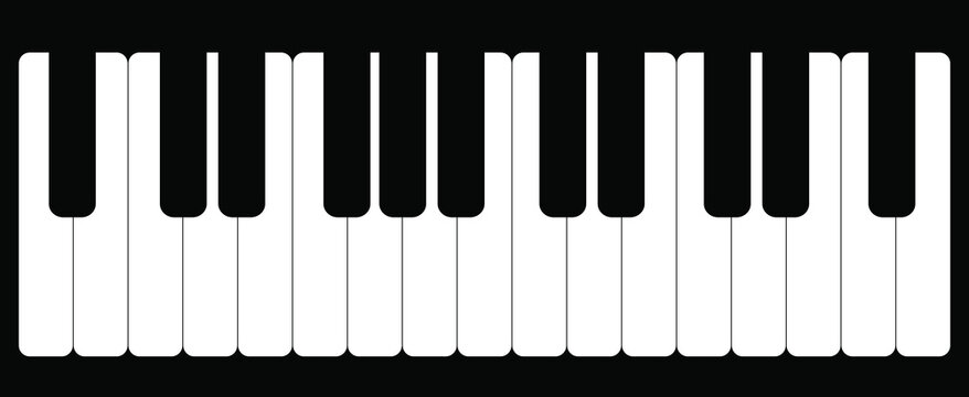 Minimal Piano Keyboard Vector Illustration on Black Background