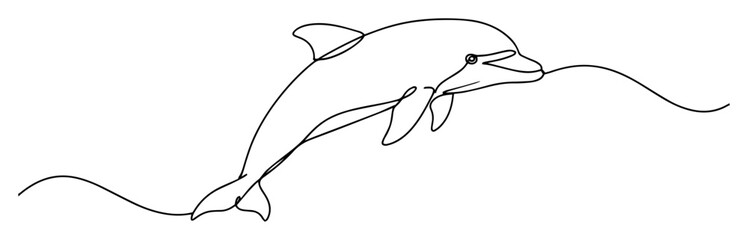 dolphin jumping line art illustration © Wieslaw