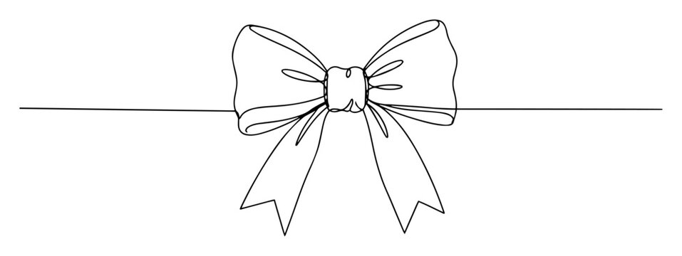 ribbon bow line art drawing