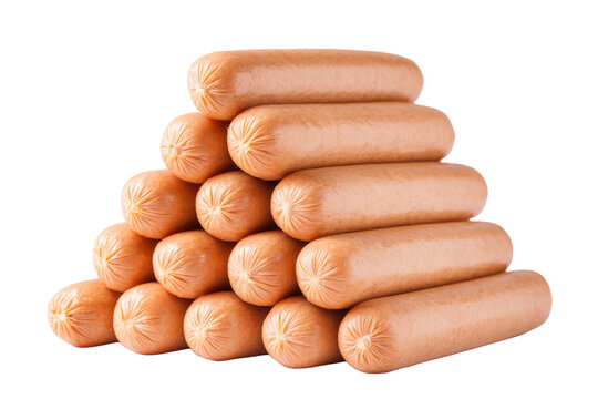 Pyramid of Sausages on White Background