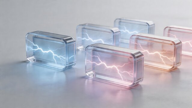 Glass boxes with electric sparks