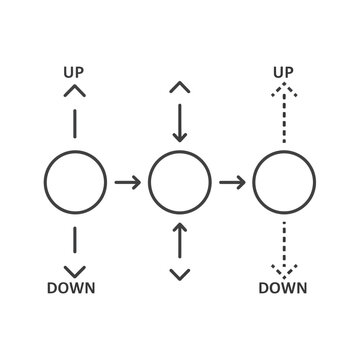 directional arrows, flow chart symbols, navigation icons, vector graphics, up down movement