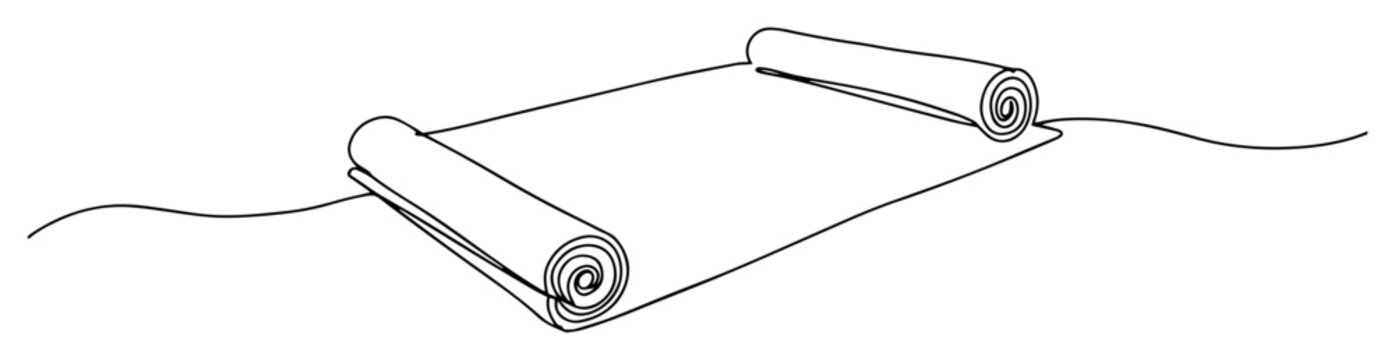 vector line drawing of unrolled parchment scroll