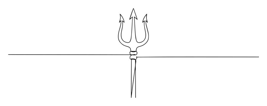 trident weapon monoline vector thin line