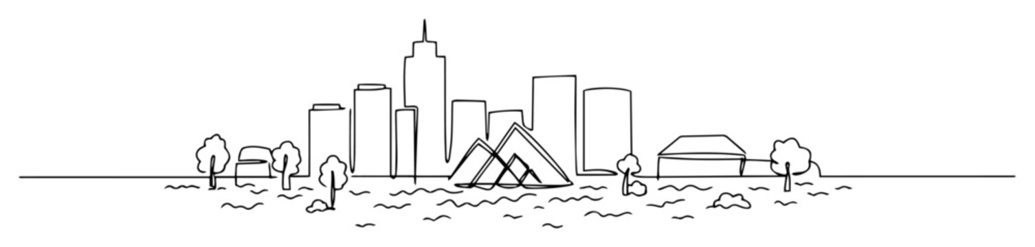 coastal city simple sketch monoline