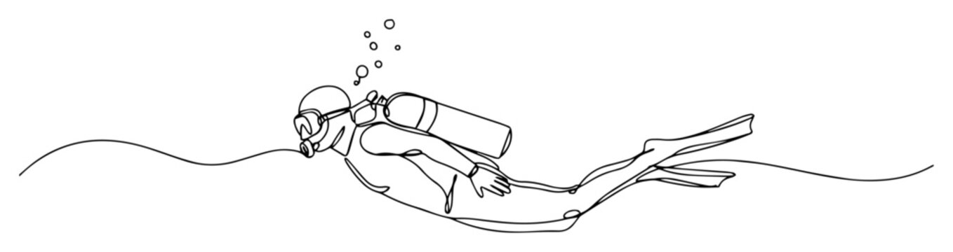 scuba diver simple sketch monoline