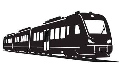 Regional train silhouette, passenger rail transport, vector isolated on white © binh