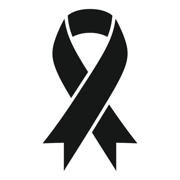 Black awareness ribbon symbol for support and solidarity one sentence icon
