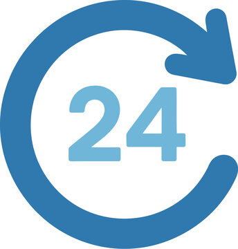 24 hours icon, 24 hours sign vector illustration with modern flat style for nonstop service and customer support concepts