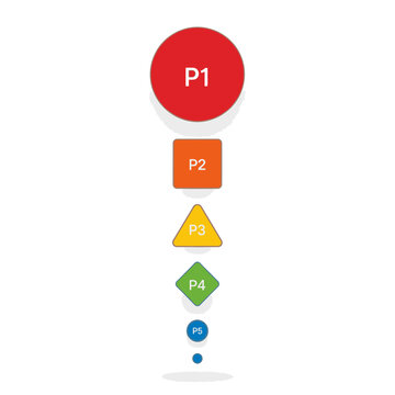 Geometric shapes, vector icons, colorful symbols, P1 to P4 labels