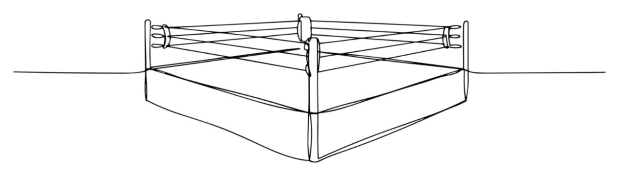 boxing ring side view line art vector