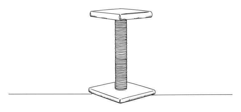 cat scratching post monoline vector