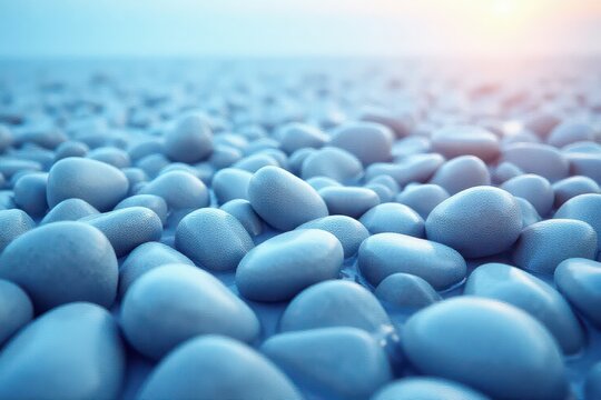 Abstract pebbles in smooth sea texture background, round, waves