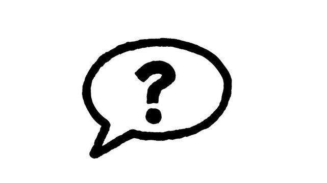 Animated question mark in speech bubble on transparent background with alpha channel. Concept of FAQs help and support symbol in minimalist style