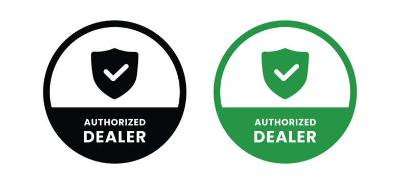 authorized dealer icon with shield and checkmark black and green versions