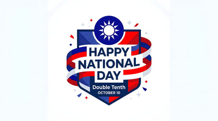 Fototapeta premium Happy national day badge with taiwan flag colors