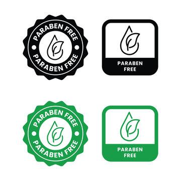 paraben free icons with leaf illustration black and green color scheme on white background