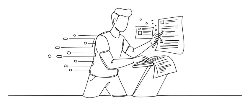 student scanning book with ai and data processing