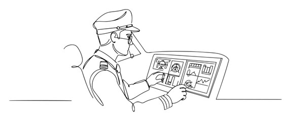 pilot analyzing flight data on digital dashboard © Wieslaw