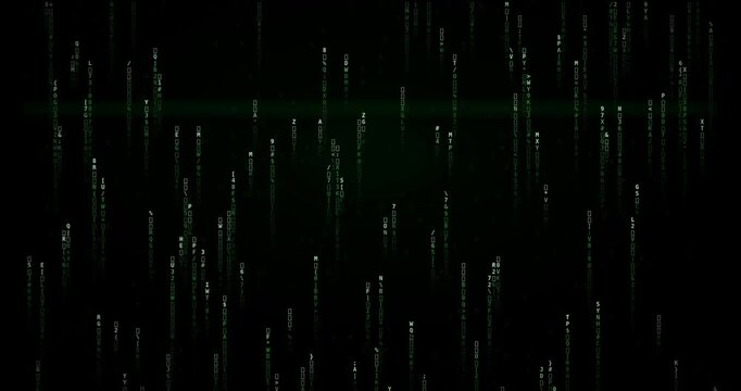 Green Digital Matrix Code Rain Falling Animation Loop Background