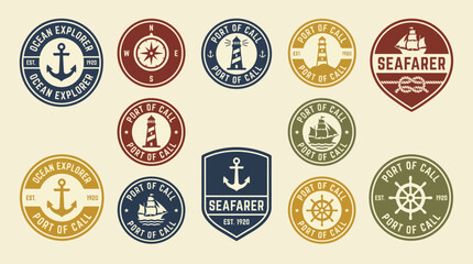 Vintage nautical badges and labels. © Abhinaya Project