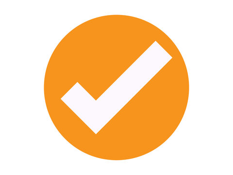  Flat Orange Check Icon PNG