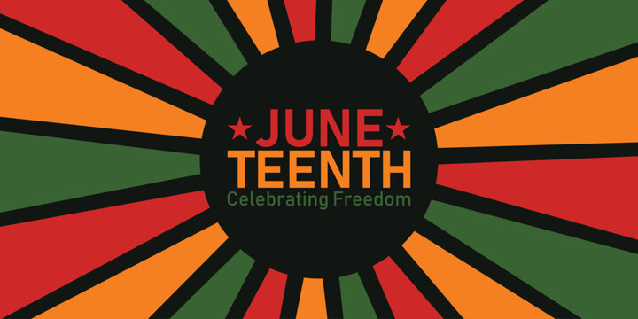 Juneteenth Celebrating Freedom Typography Poster &mdash; African American Holiday Kente Pattern Background Vector