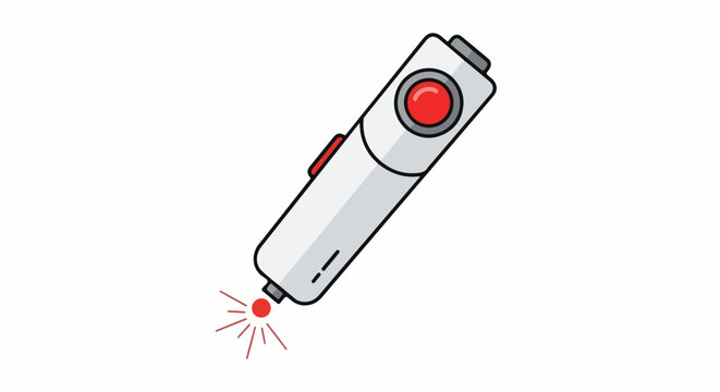 Simple vector illustration of a white laser pointer emitting a red dot
