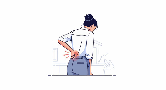Woman holding her back in pain