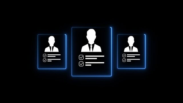 Human resources manager using stylus choose the right candidate recruitment process, Hiring,Team building strategy, Corporate recruitment process with Job Applications -4k background icon animation