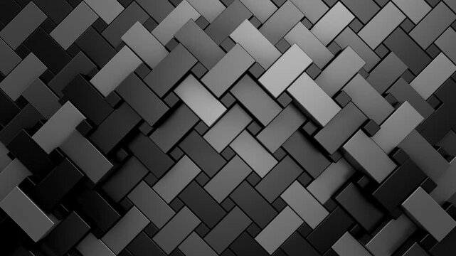 Geometric Shapes Form a Wave. Abstract motion, two color, 3d rendering, 4k resolution

