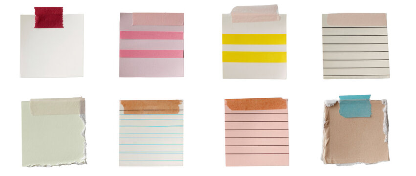 Collection of eight torn and taped paper notes