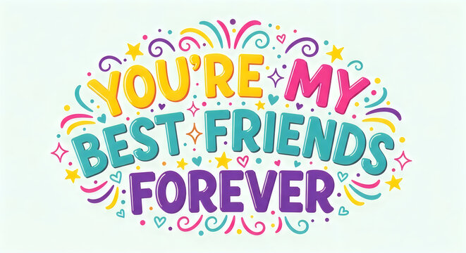 Colorful text saying you're my best friends forever