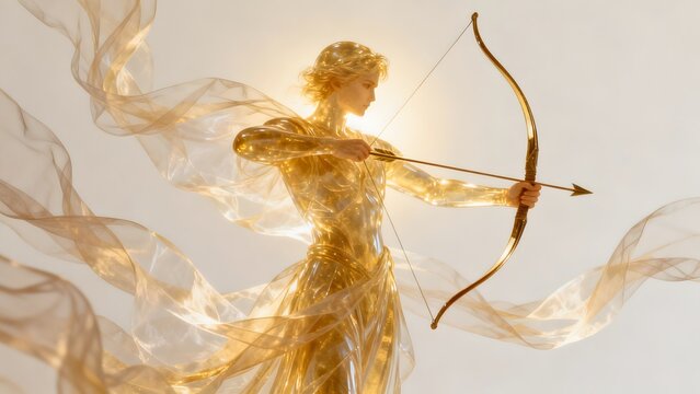 Golden figure with bow and arrow