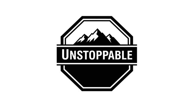 Black Unstoppable Mountain Logo Design.